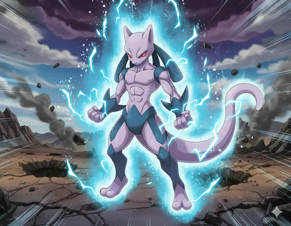 Pokemon fusion Mewtwo and Lucario AI generated image